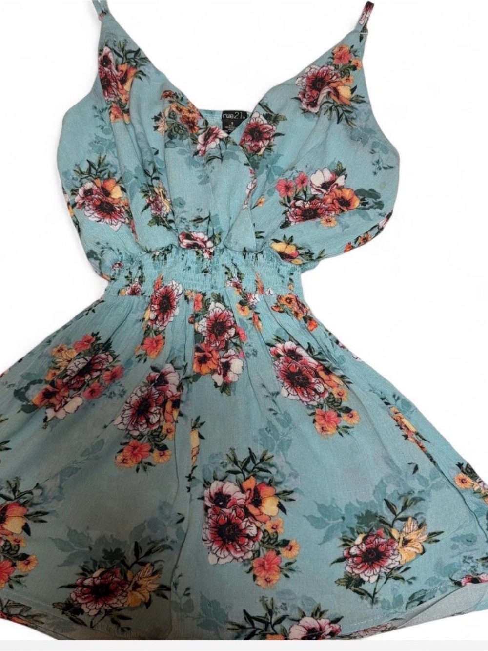 Rue21 Teal Floral Spaghetti-Strap Romper